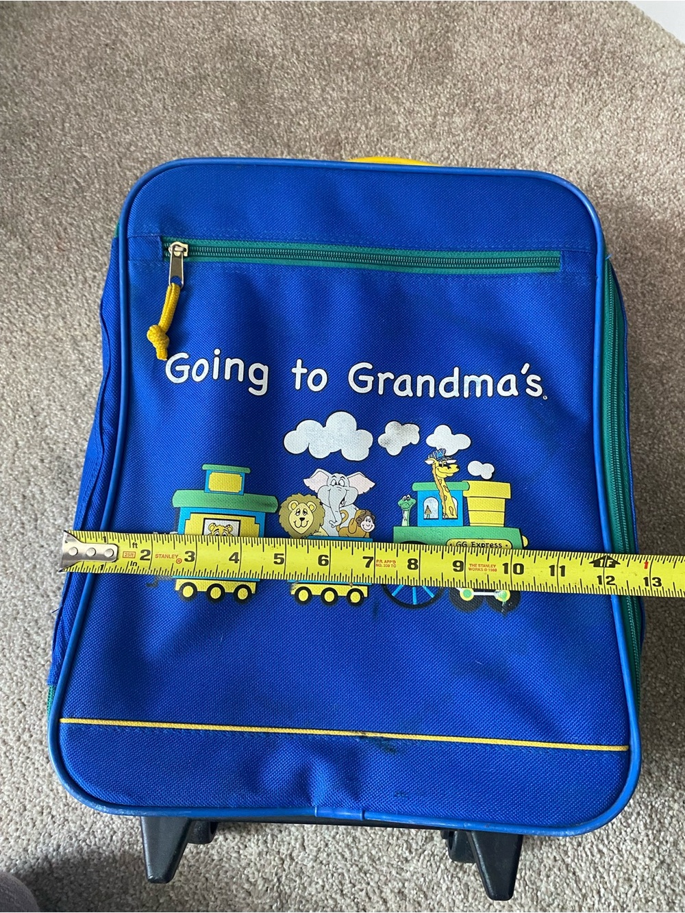Vintage Going to Grandma's Kids Travel Luggage Suitcase Mercury Train Animals - Picture 6 of 8